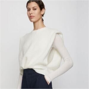 JUST FEMALE Mohair/Wool Knit "Coldy" Vest in Buttercream Size S Cozy Fuzzy Warm